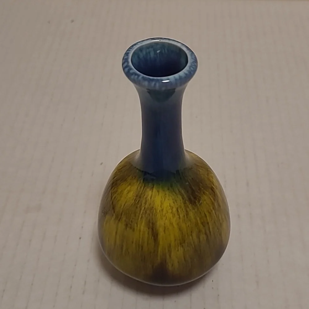 Vintage Japanese Multicolored Drip Glaze Bud Vase
